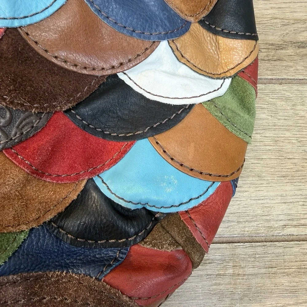 LUCKY BRAND Multicolor Suede Patchwork HOBO Shoulder Bag Purse boho Y2K Style